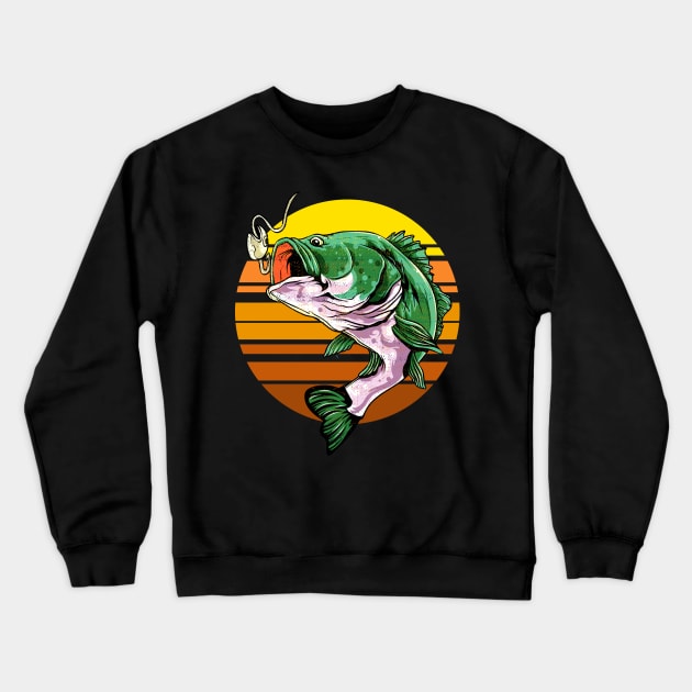 Retro vintag bass fish Crewneck Sweatshirt by LIFUA